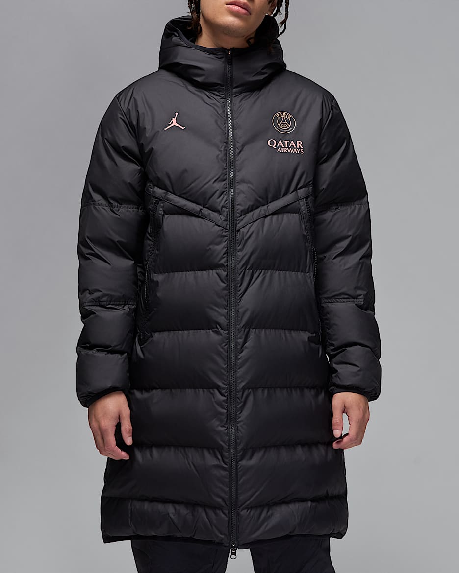 Paris Saint Germain Strike Windrunner PrimaLoft Men s Jordan Storm FIT Soccer Hooded Parka. Nike JP
